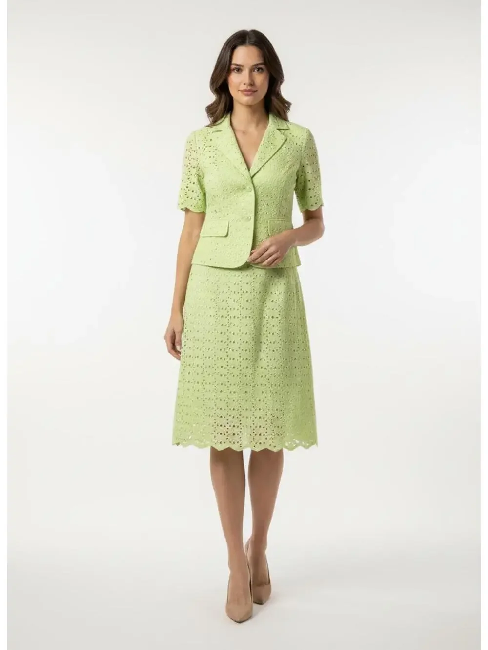 Willie Smith Light Green Eyelet Lace Skirt SZ 6